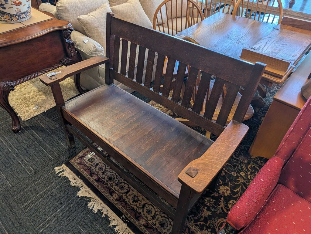 Arts & Crafts Oak Settee Circa 1900