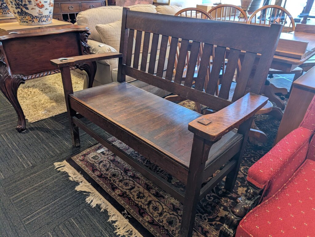 Arts & Crafts Oak Settee Circa 1900