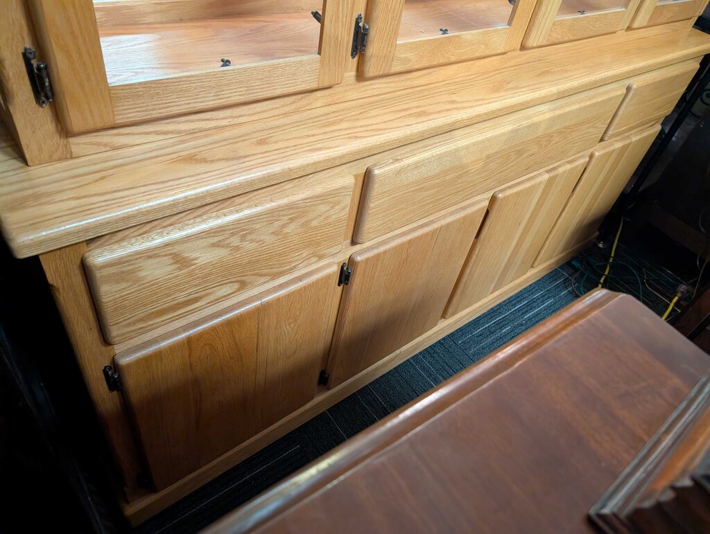 Custom Made Oak Lighted 2 pc China Cabinet