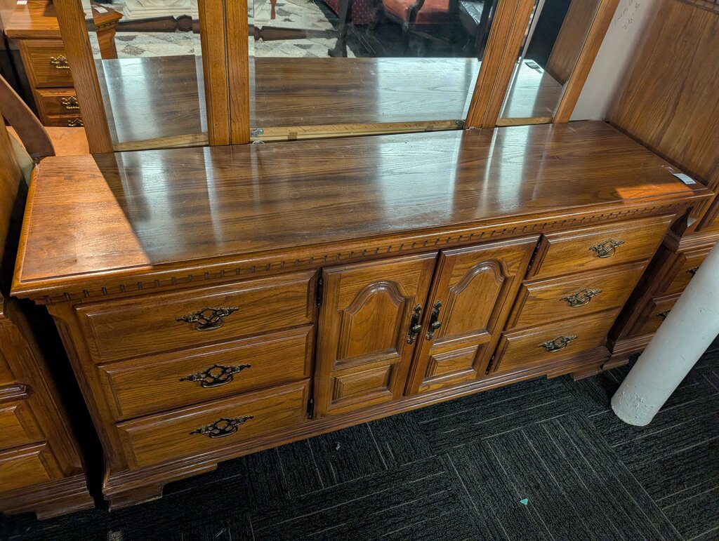 Oak Dresser With Mirror