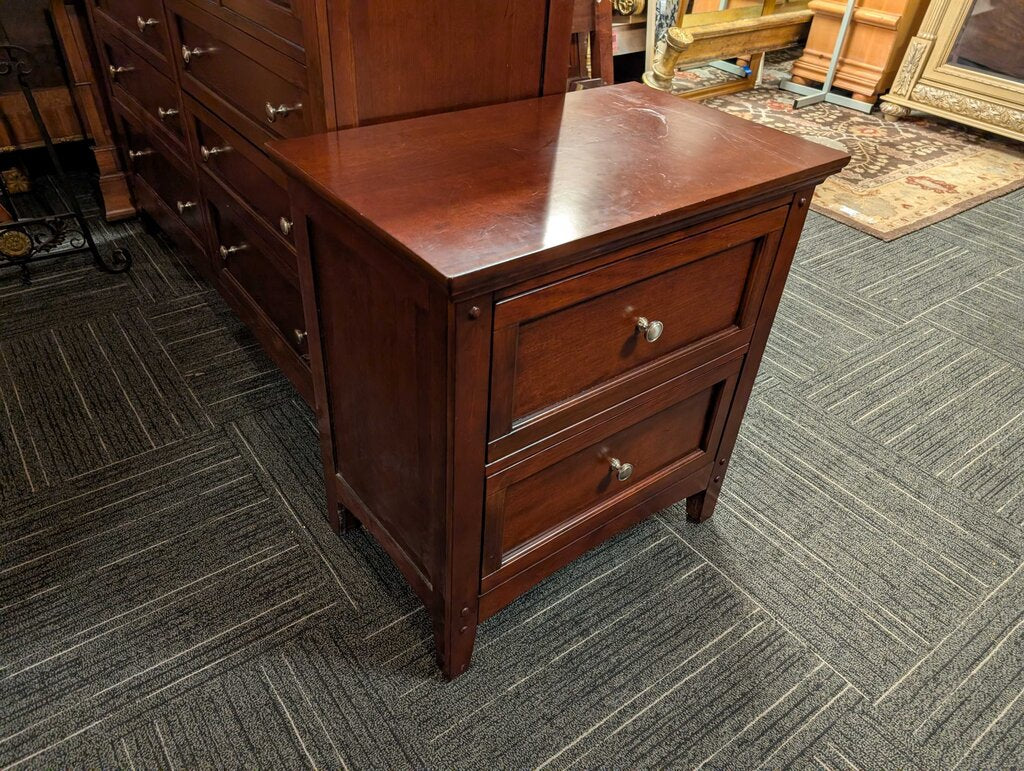Cherry Finish Two Drawer Nightstand