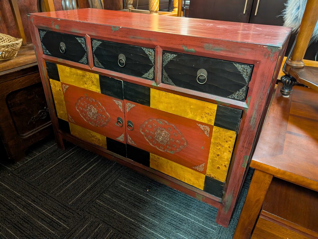 Paint Decorated Two Door Cabinet