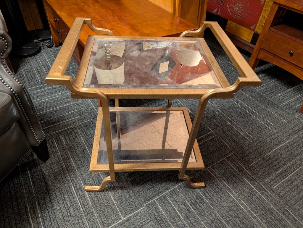 Two Tier Glass Top Side Table