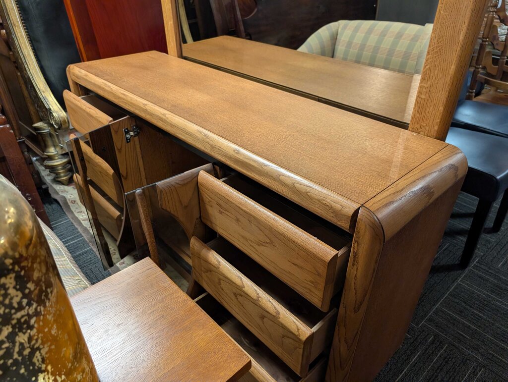 Oak Dresser With Mirror