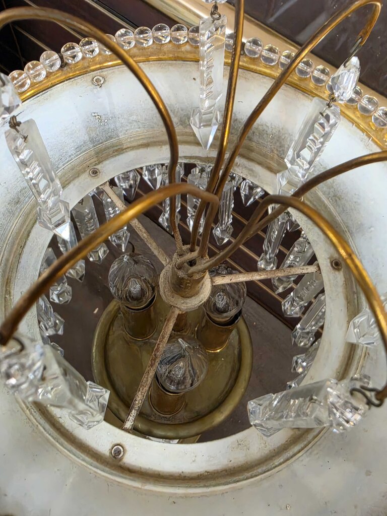 Circa 1950 Brass & Crystal Prism Table Lamp