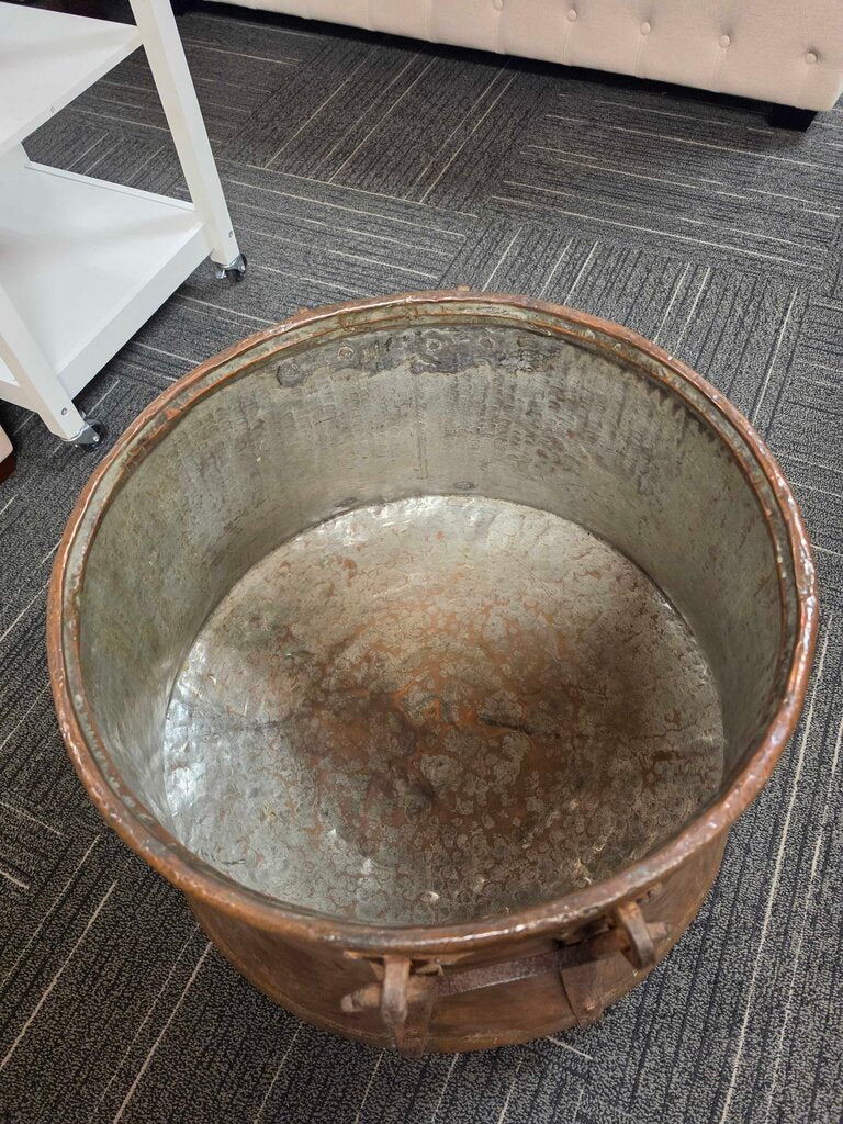 Outstanding LOutsanding Large Georgian Hand Hammered Cauldron w/ Hand-forged Wrought Iron Mounts Circa 1800