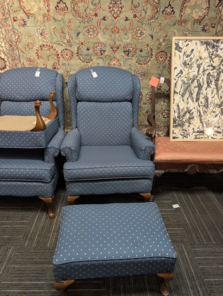 Formal Wingback Chair With Ottoman