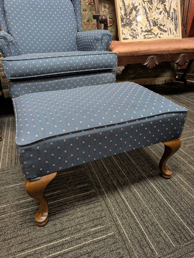 Formal Wingback Chair With Ottoman