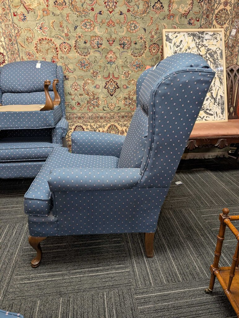Formal Wingback Chair With Ottoman