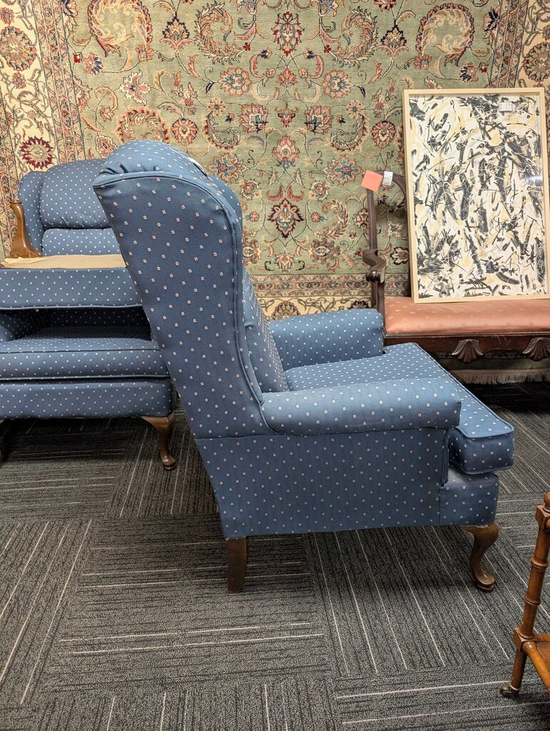 Formal Wingback Chair With Ottoman