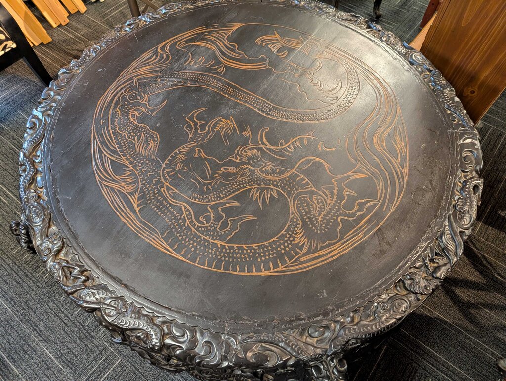 Large Carved Asian Table