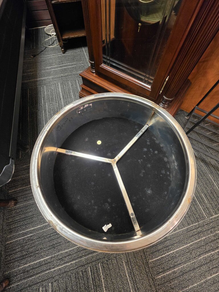 Mother-of-Pearl Geometric Drum Accent Table