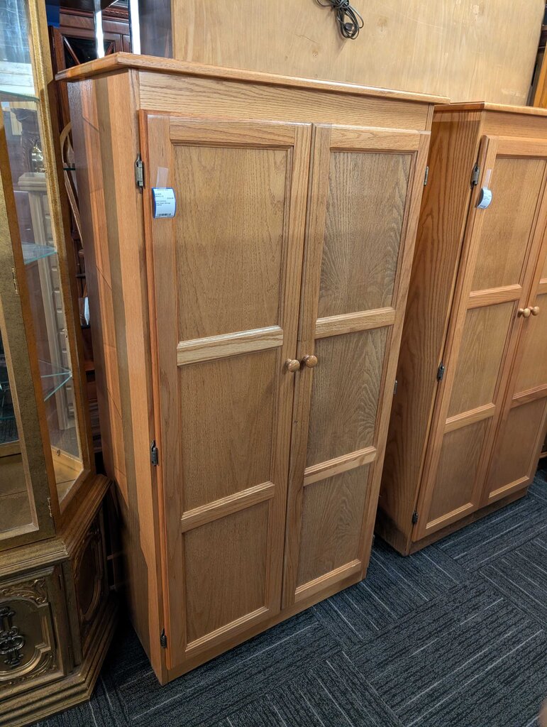 Oak Finish Storage Cabinet