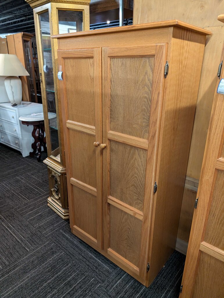 Oak Finish Storage Cabinet