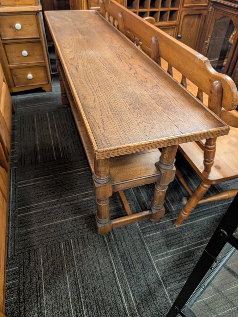 Vintage Oak Finish Console Table