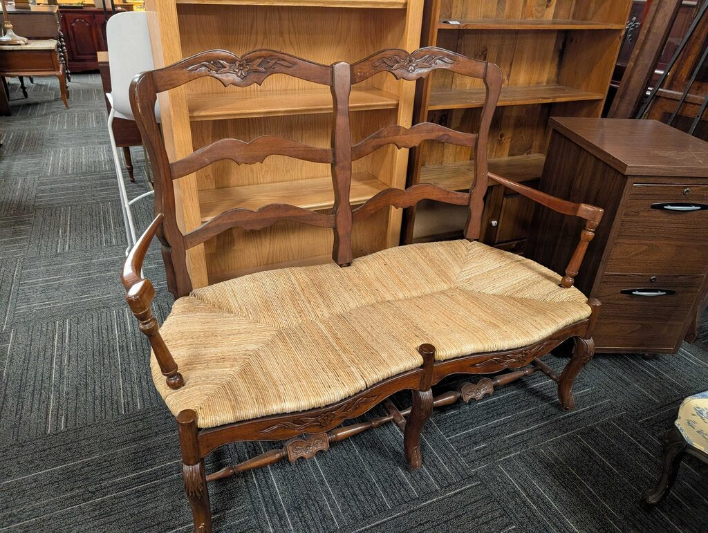 Country French Rush Seat Bench