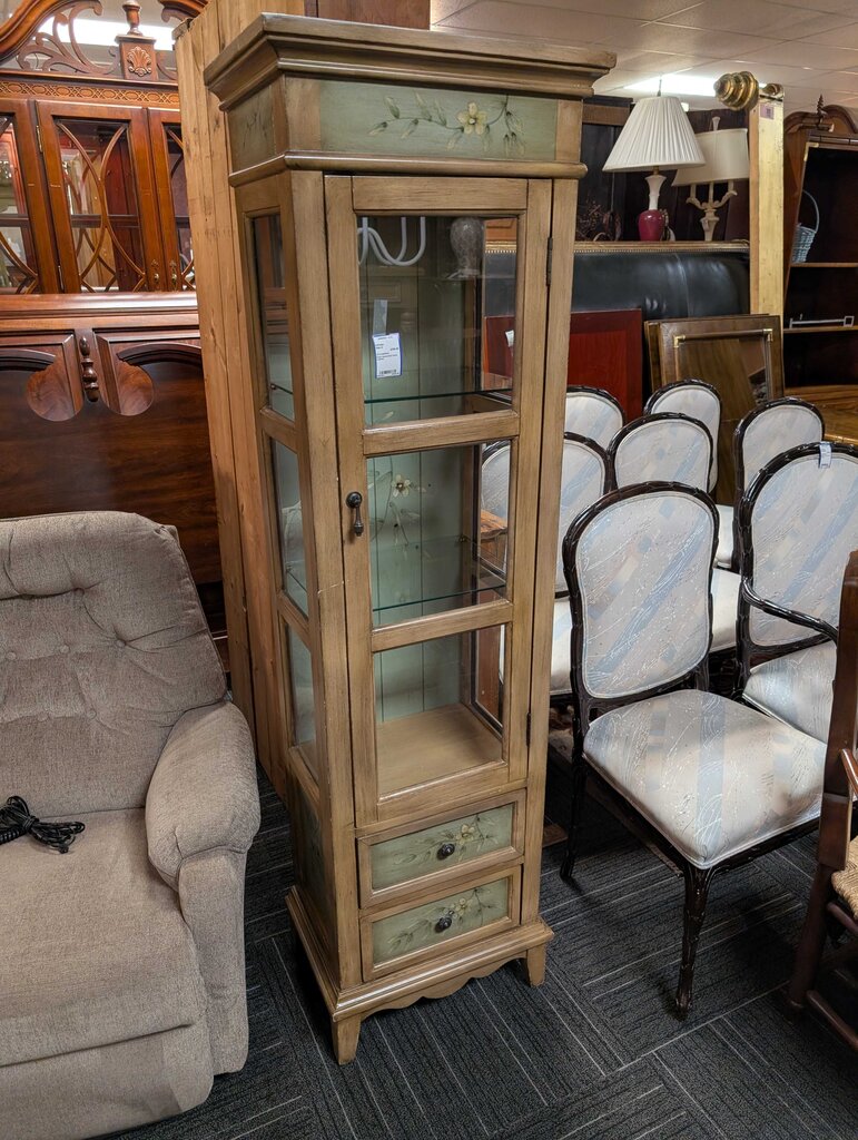 Paint Decorated Curio Cabinet