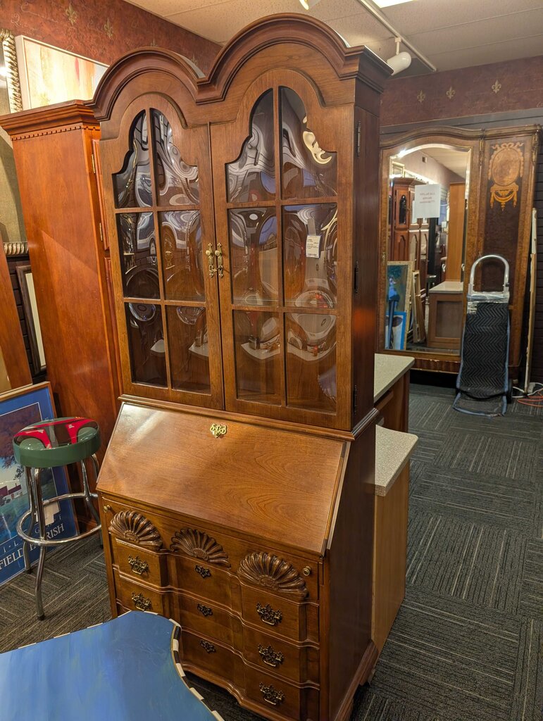 Georgian Block-front Cherry Desk / Bookcase by Jasper
