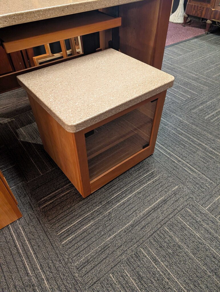 Cabinetmake-Crafted Solid Cherry Executive Desk w/ Corian Top & Storage Cabinet