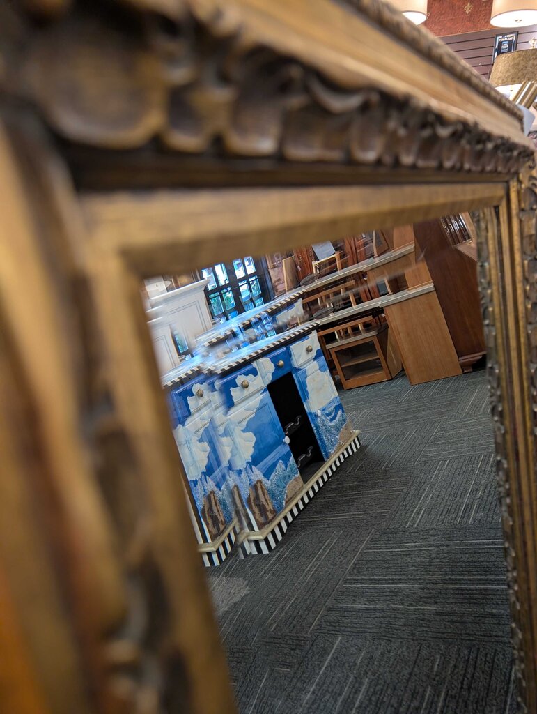 Contemporary Beveled Mirror w/ Ornate Frame