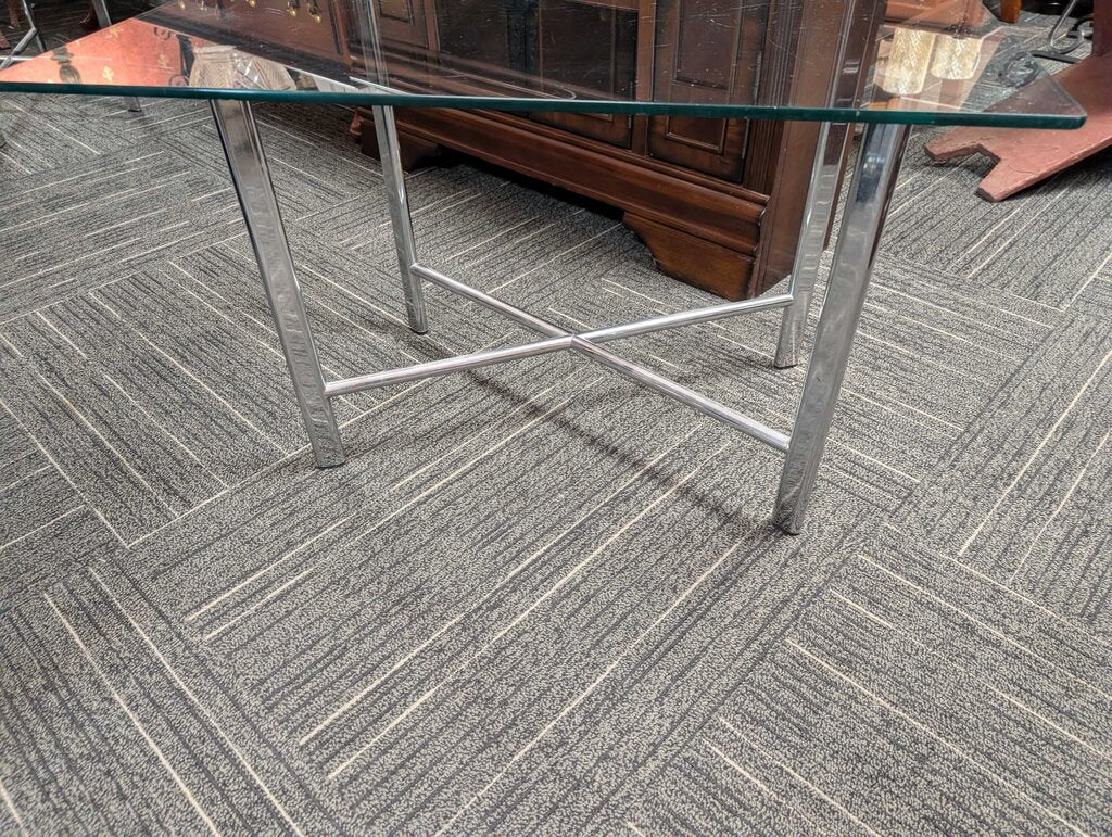 Vintage Chrome And Glass Side Table