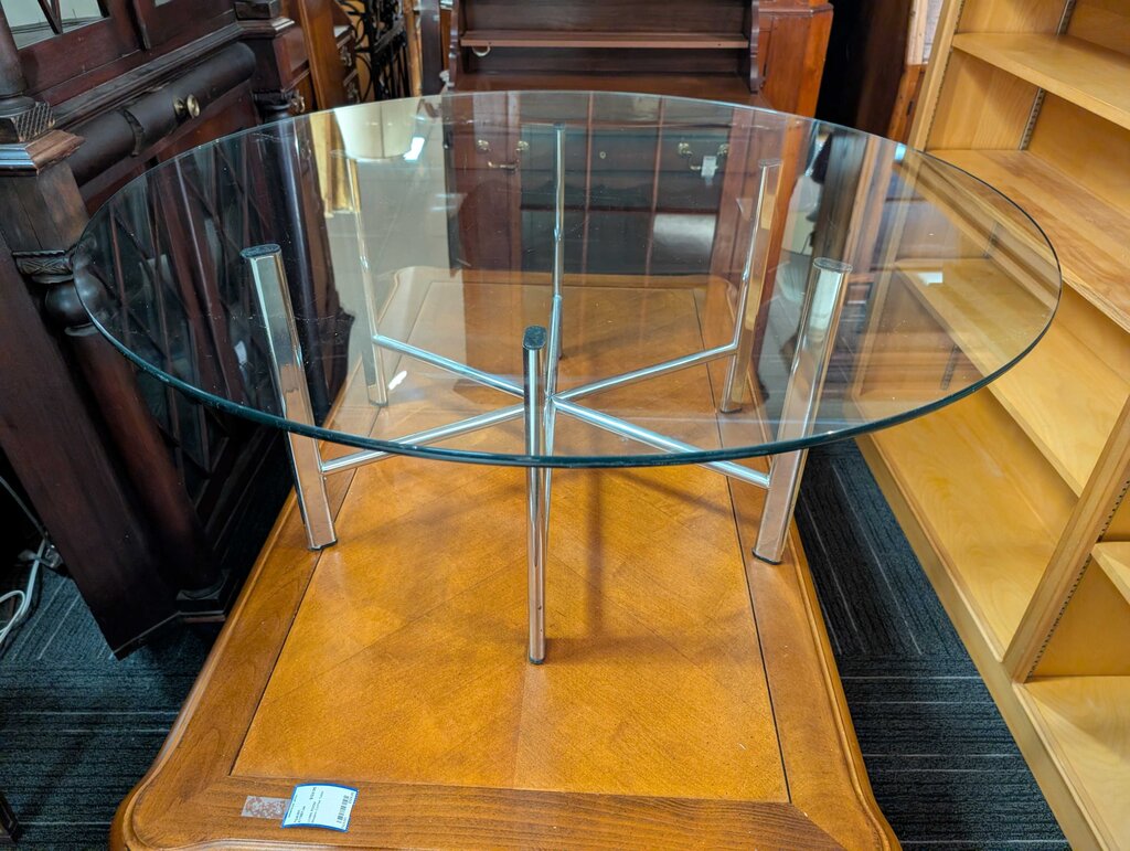 Vintage Chrome And Glass Coffee Table