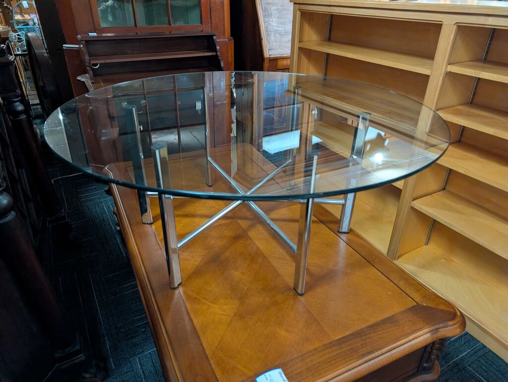 Vintage Chrome And Glass Coffee Table
