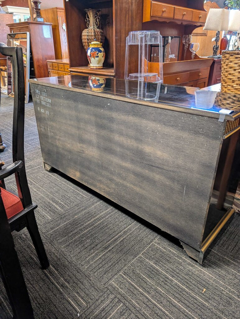 Hand Painted Black Lacquer Chinoiserie Oriental Sideboard by Drexel