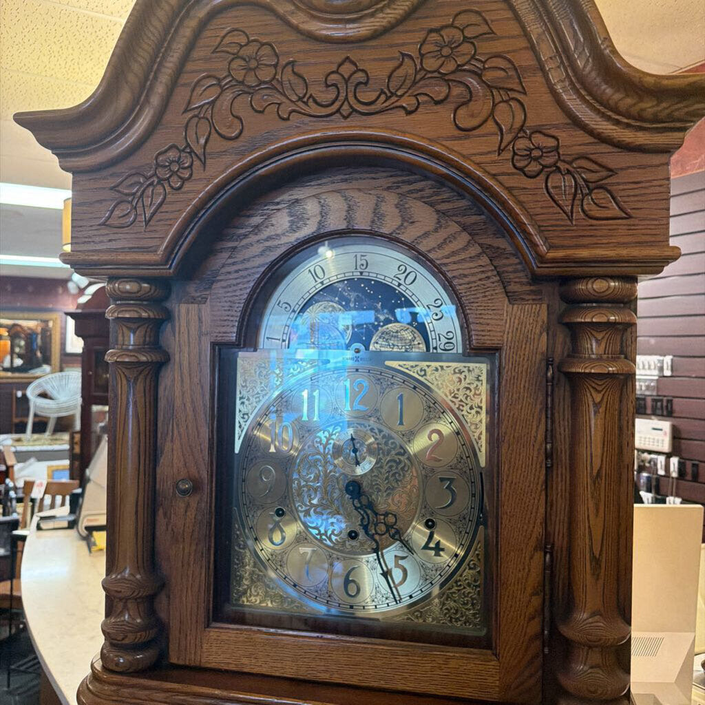 Large Oak Grandfather Clock by Howard Miller