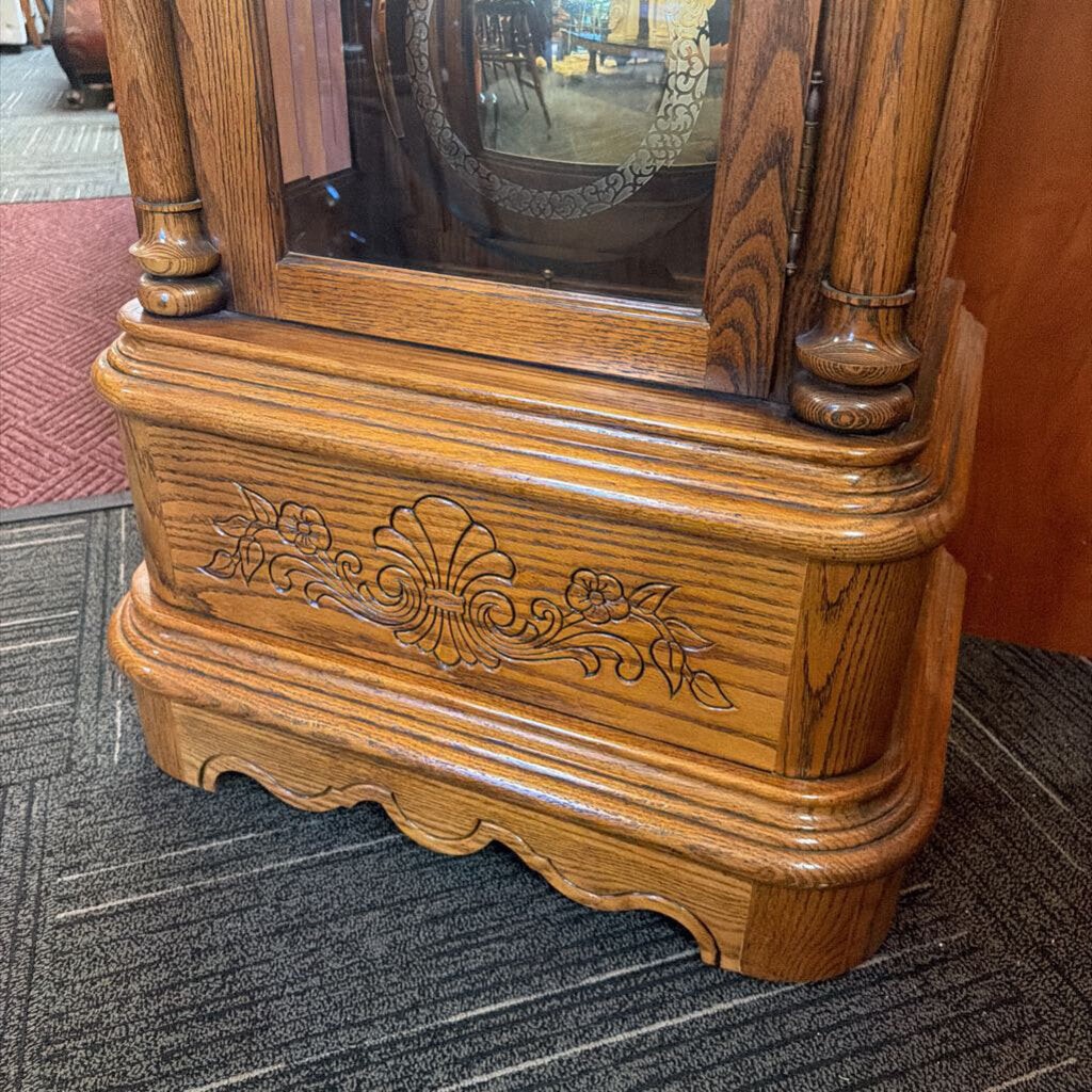 Large Oak Grandfather Clock by Howard Miller