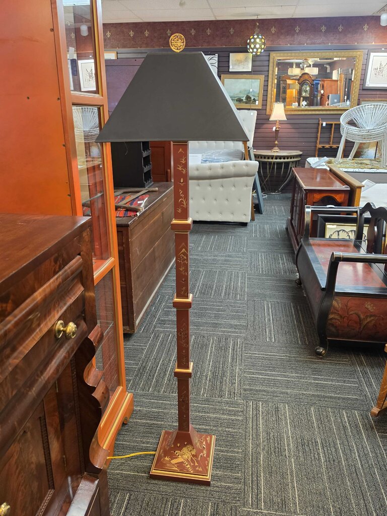 Chinoiserie Metal Base Painted Floor Lamp by Drexel
