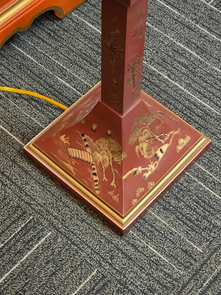Chinoiserie Metal Base Painted Floor Lamp by Drexel