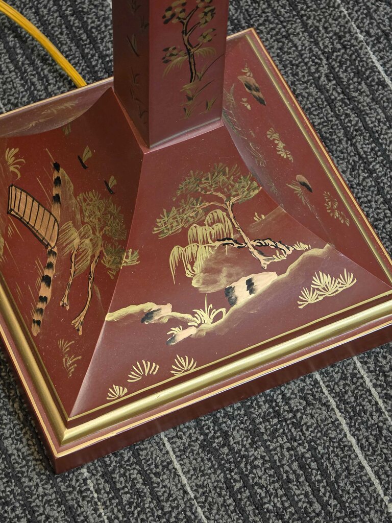 Chinoiserie Metal Base Painted Floor Lamp by Drexel