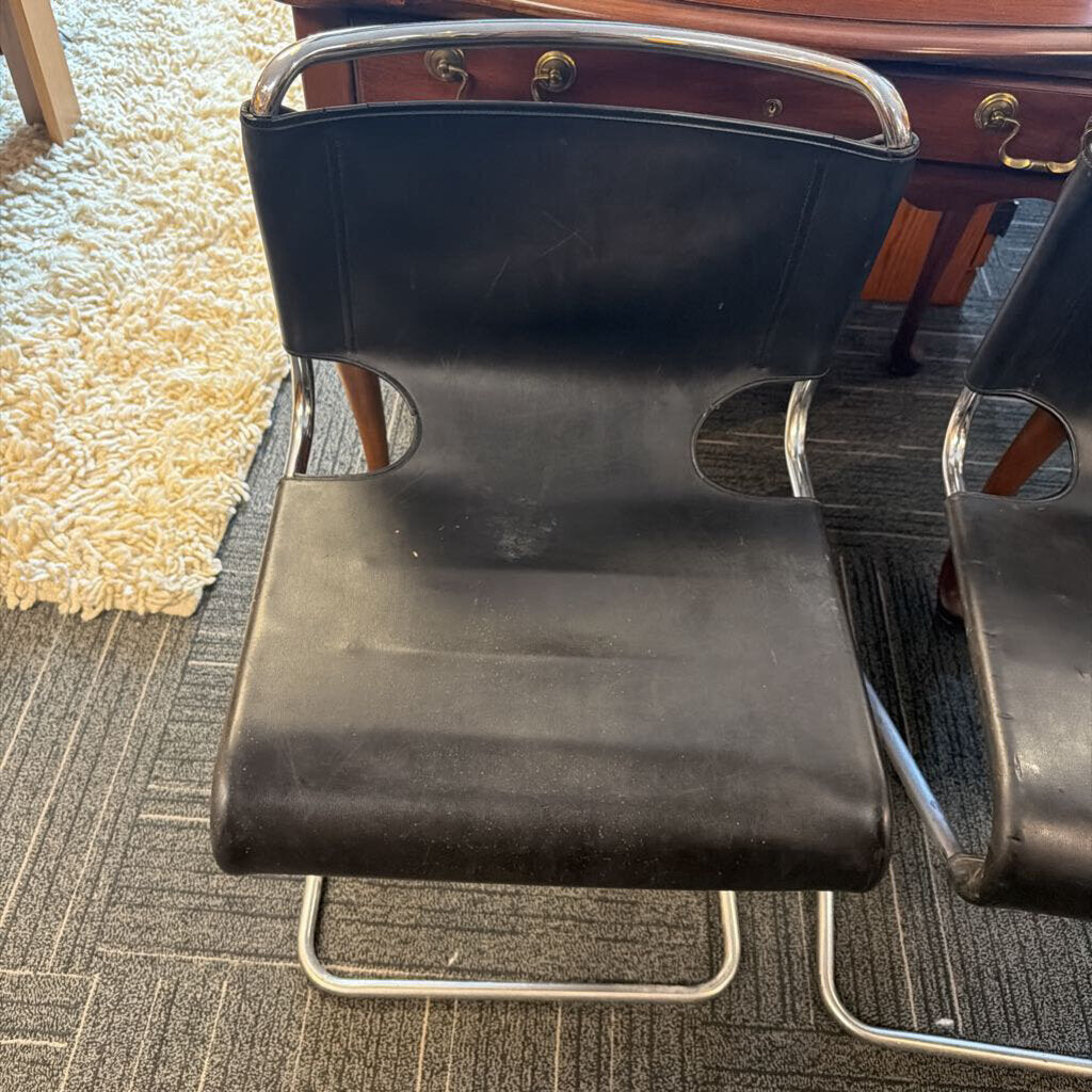 American Modern Set of 4 Tubular Chrome Cantilever Chairs, in the Manner of Mart Stams Iconic S33 Design