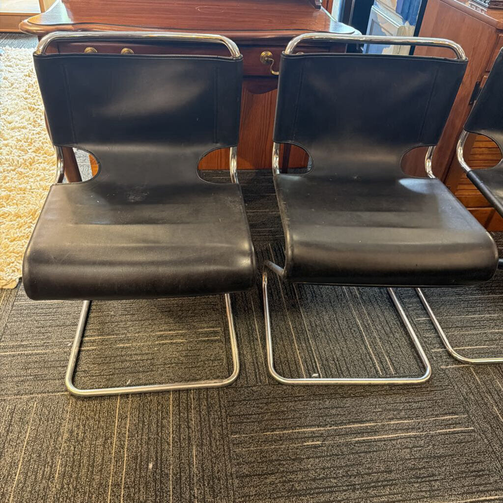 American Modern Set of 4 Tubular Chrome Cantilever Chairs, in the Manner of Mart Stams Iconic S33 Design