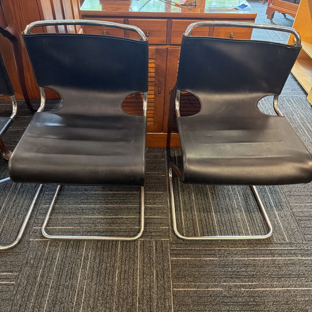 American Modern Set of 4 Tubular Chrome Cantilever Chairs, in the Manner of Mart Stams Iconic S33 Design