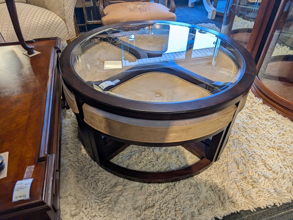 Glass Top Coffee Table With Stools
