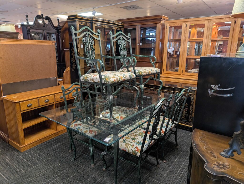 Vintage Cast Aluminum Dining Set by Molla "fruit harvest backs"