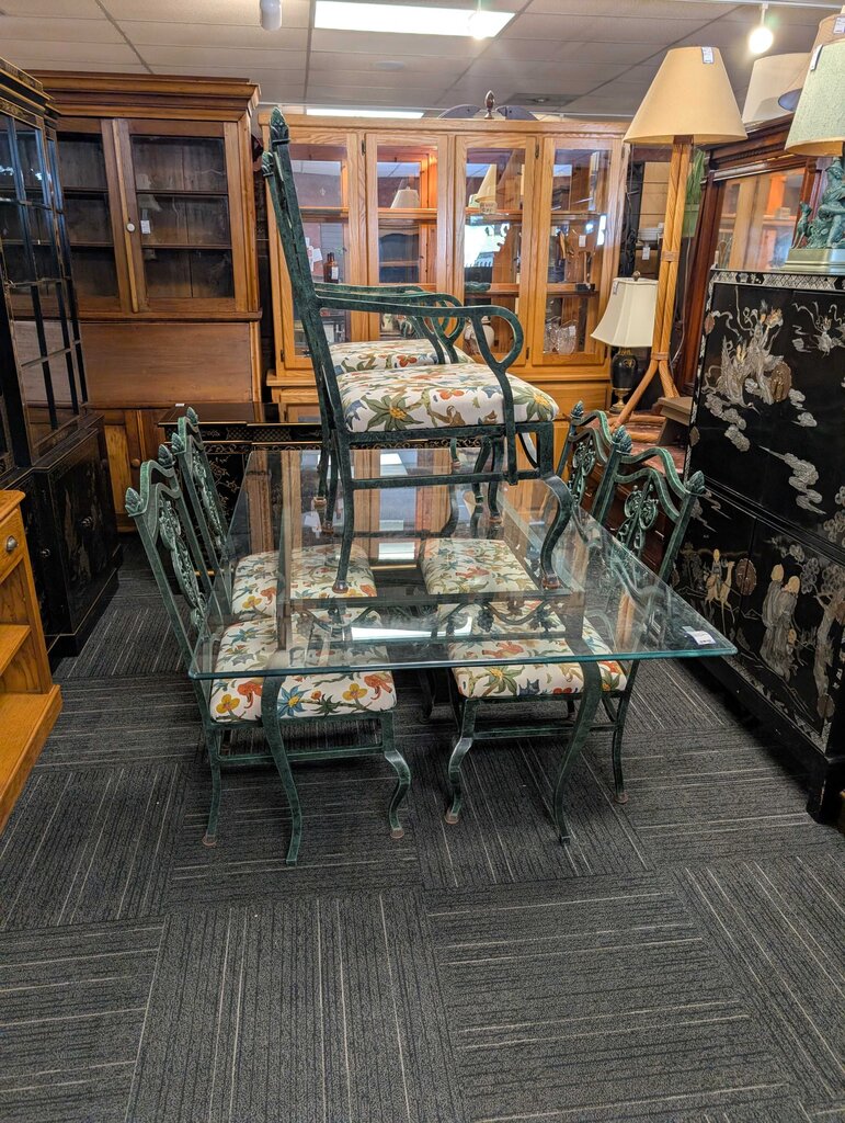 Vintage Cast Aluminum Dining Set by Molla "fruit harvest backs"