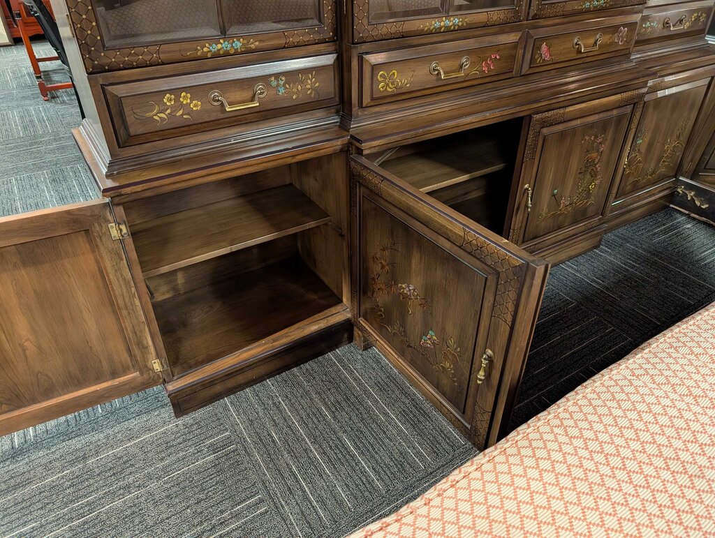 Monumental Hand-painted Chinoiserie China Cabinet by Union National, Jamestown NY