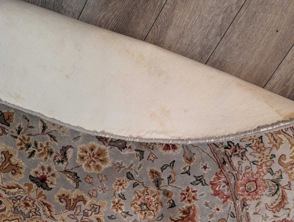 Hand Tufted Wool & Silk Round Oriental Floral Medallion Carpet by Feizy, Rhine Collection (8,2" Round)