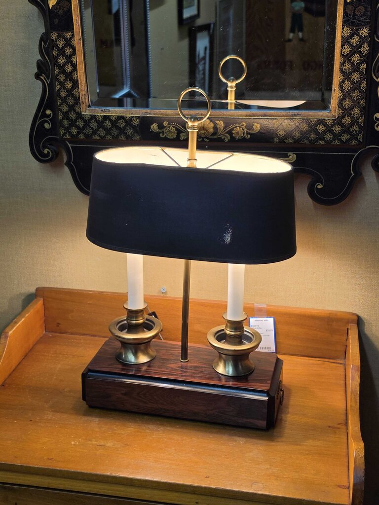 Vintage Traditional Two-light Bouillotte-style Table Lamp w/ Rosewood Base