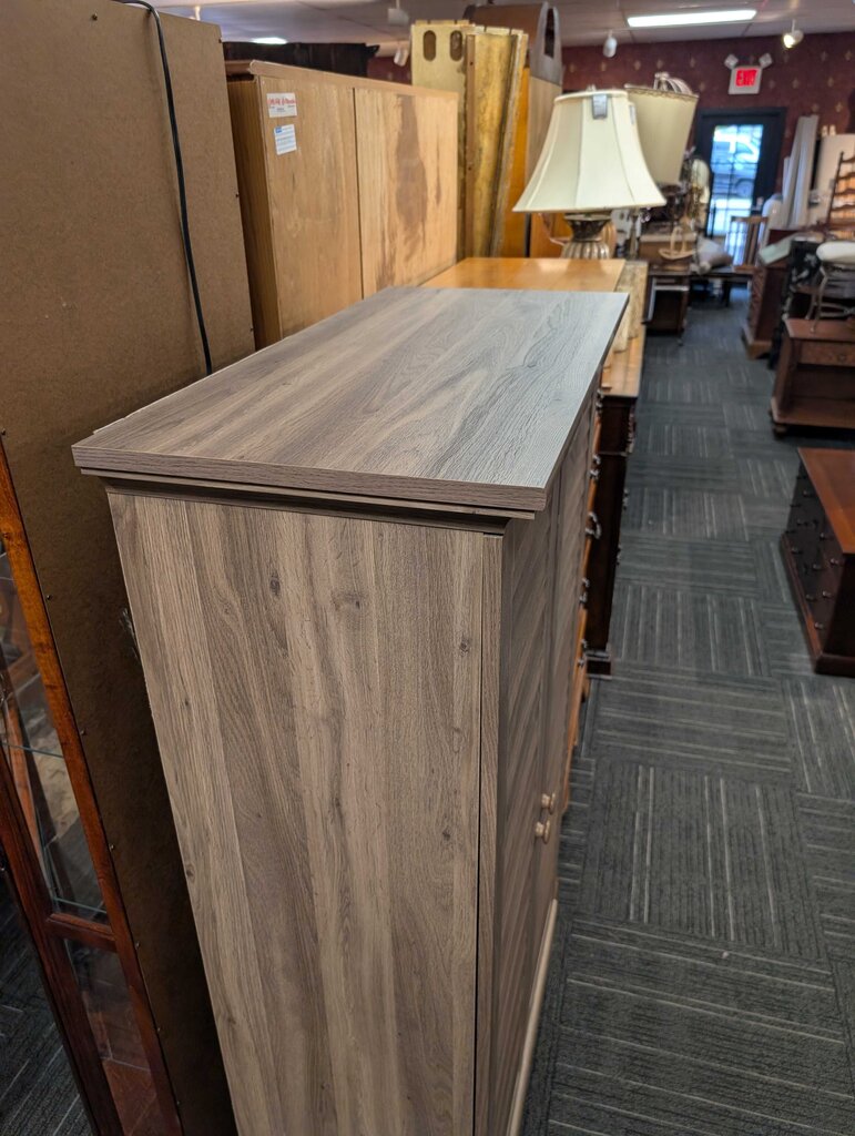 Contemporary Pressboard Faux Wood Grey Storage Cabinet