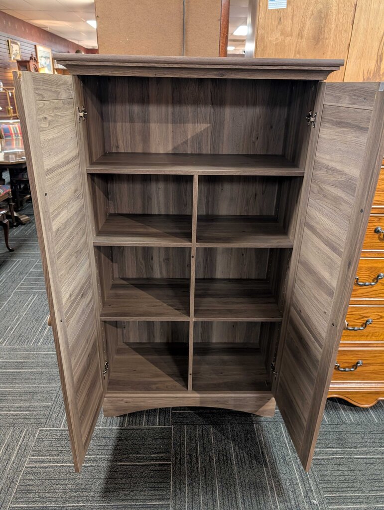 Contemporary Pressboard Faux Wood Grey Storage Cabinet