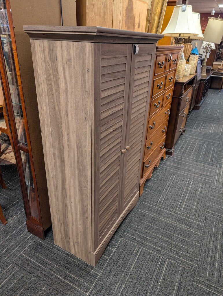 Contemporary Pressboard Faux Wood Grey Storage Cabinet