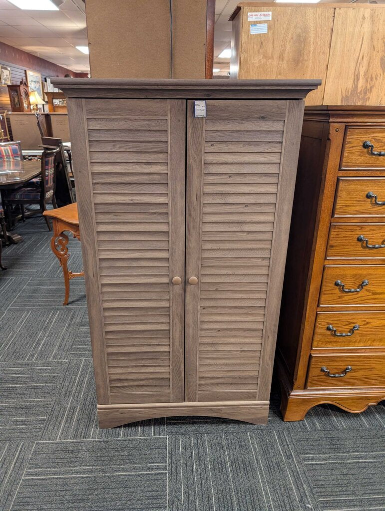 Contemporary Pressboard Faux Wood Grey Storage Cabinet