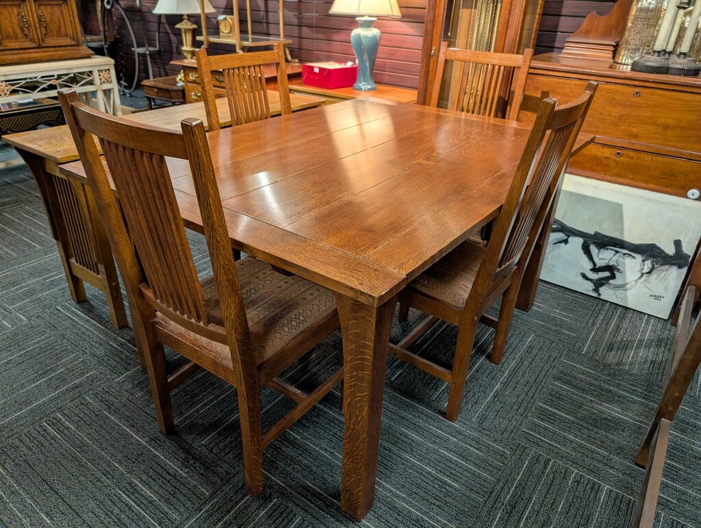 Mission Oak Table With Four Chairs By Stickley