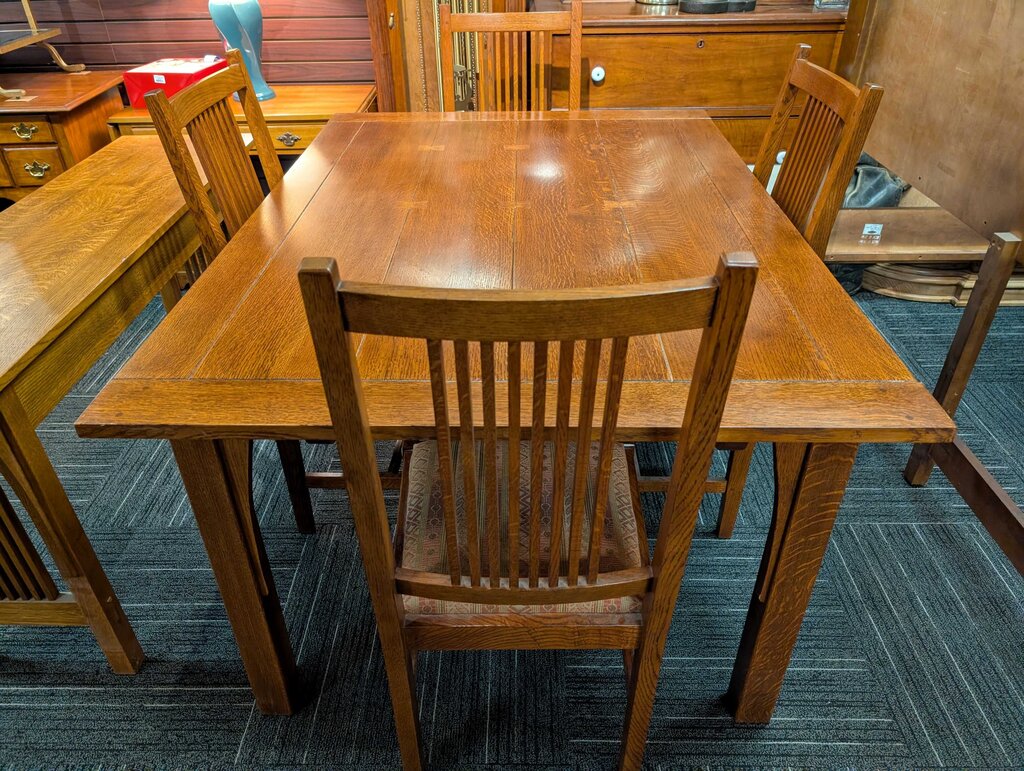Mission Oak Table With Four Chairs By Stickley