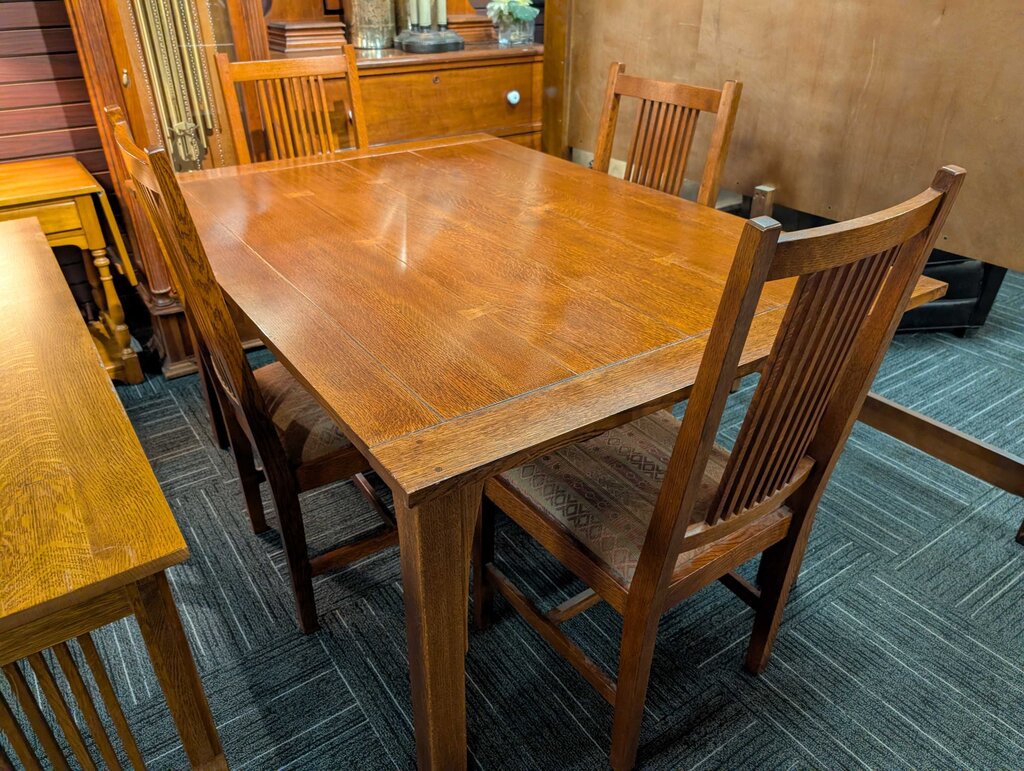 Mission Oak Table With Four Chairs By Stickley