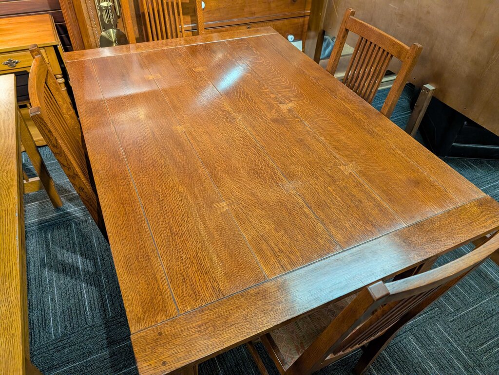 Mission Oak Table With Four Chairs By Stickley